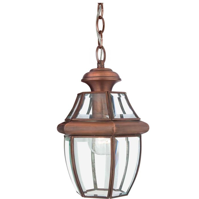 elstead lighting Newbury 1 Light Medium Chain Lantern - Lacquered Aged Copper