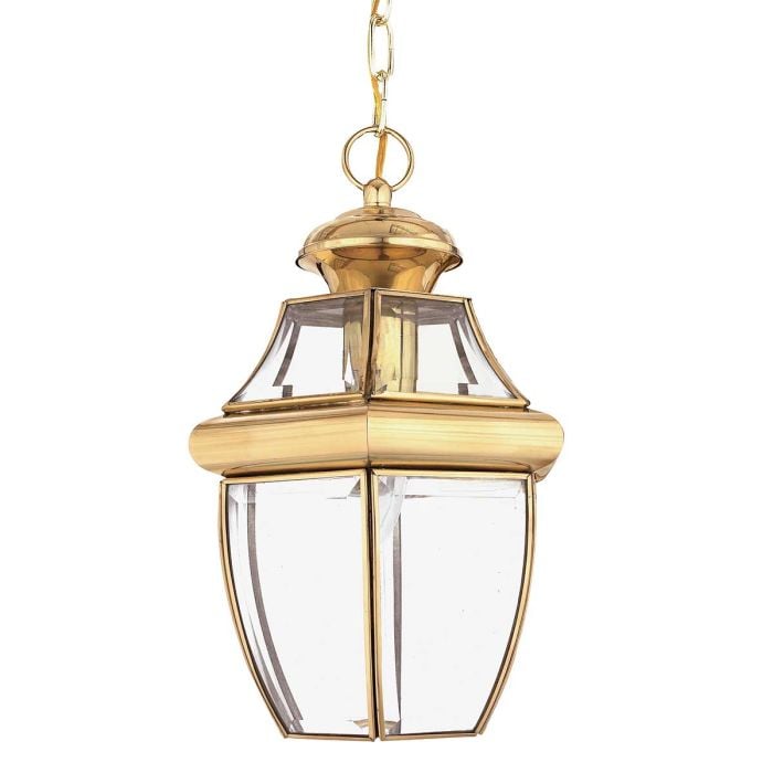 elstead lighting Newbury 1 Light Medium Chain Lantern - Lacquered Polished Brass