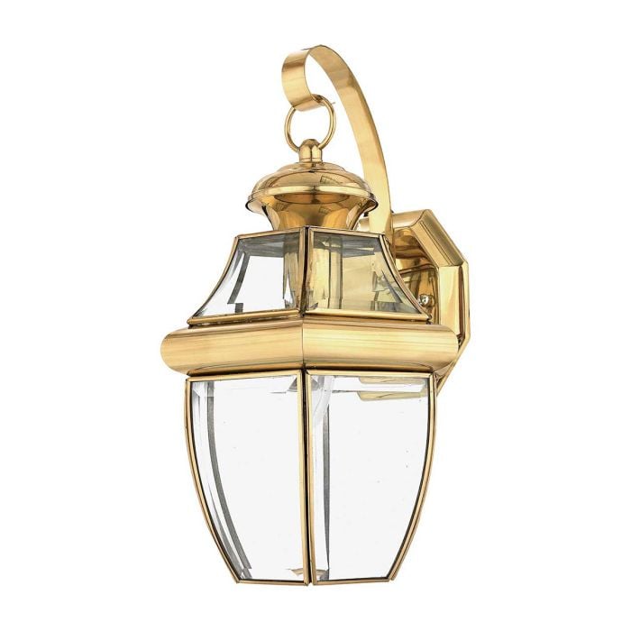 elstead lighting Newbury 1 Light Medium Wall Lantern - Lacquered Polished Brass
