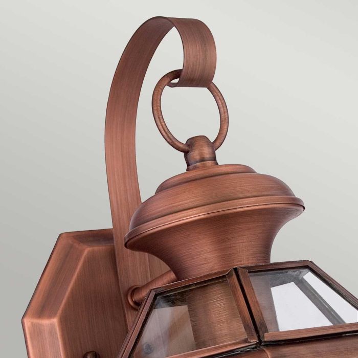 Elstead Lighting Newbury 1 Light Small Wall Lantern - Lacquered Aged Copper