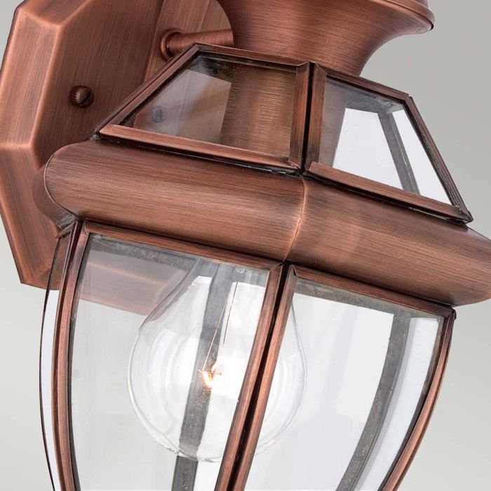 Elstead Lighting Newbury 1 Light Small Wall Lantern - Lacquered Aged Copper