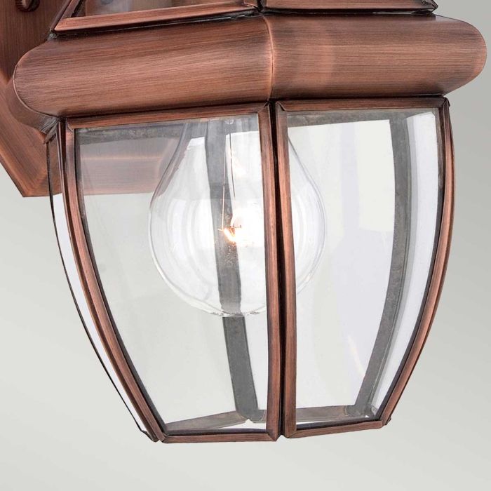 Elstead Lighting Newbury 1 Light Small Wall Lantern - Lacquered Aged Copper