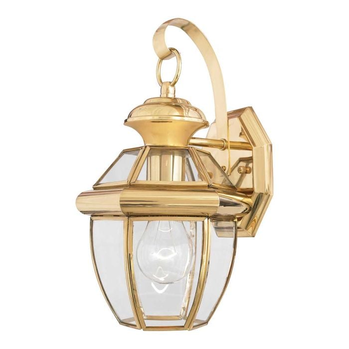 elstead lighting Newbury 1 Light Small Wall Lantern - Lacquered Polished Brass