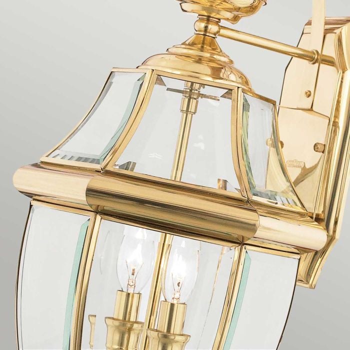 Elstead Lighting Newbury 2 Light Large Wall Lantern - Lacquered Polished Brass