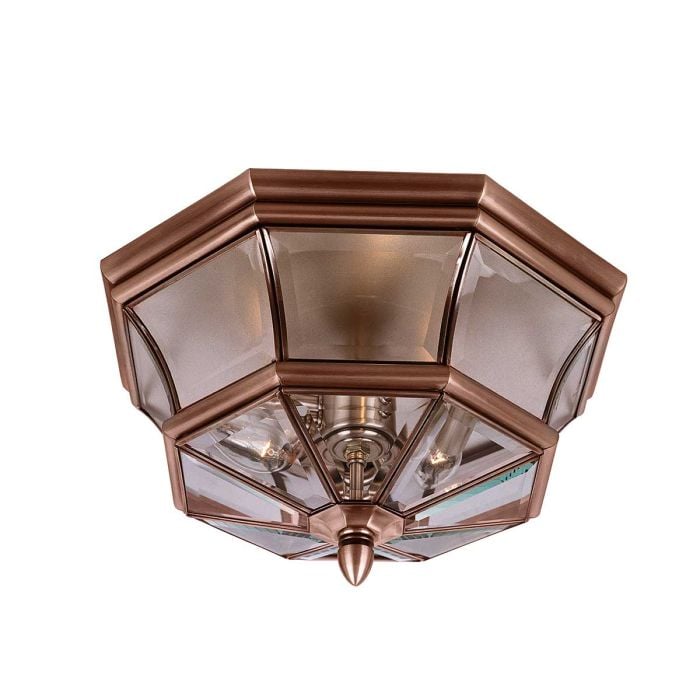 elstead lighting Newbury 3 Light Flush - Lacquered Aged Copper