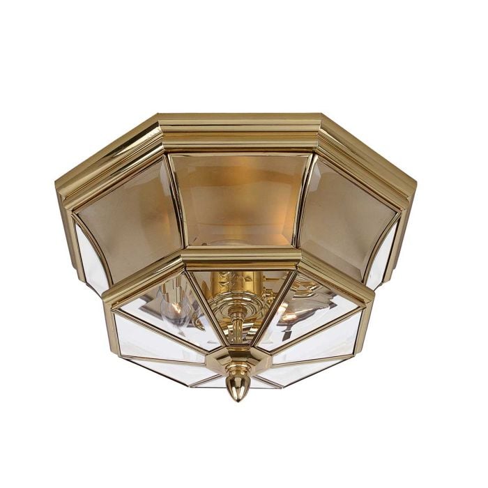 elstead lighting Newbury 3 Light Flush - Lacquered Polished Brass