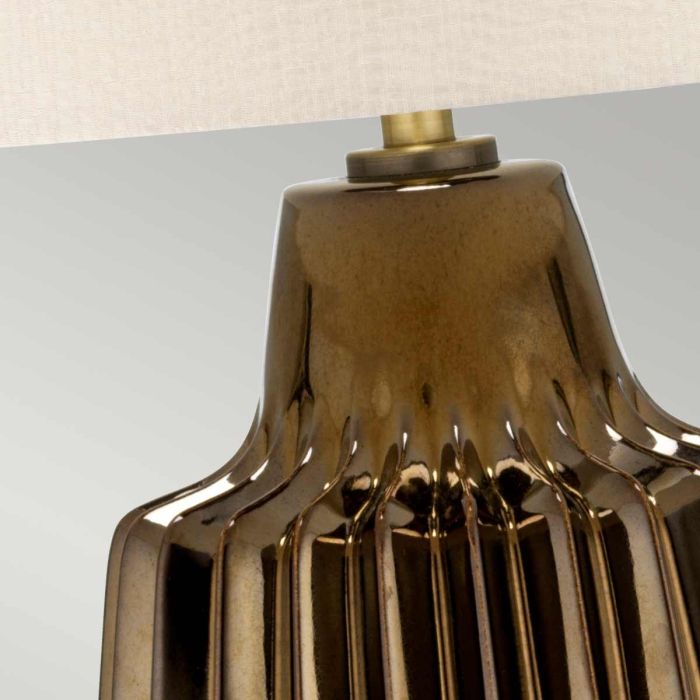 Elstead Lighting Newham 1 Light Large Table Lamp - Bronze Ceramic / Pearl Shade