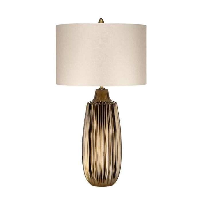 elstead lighting Newham 1 Light Large Table Lamp - Bronze Ceramic / Pearl shade