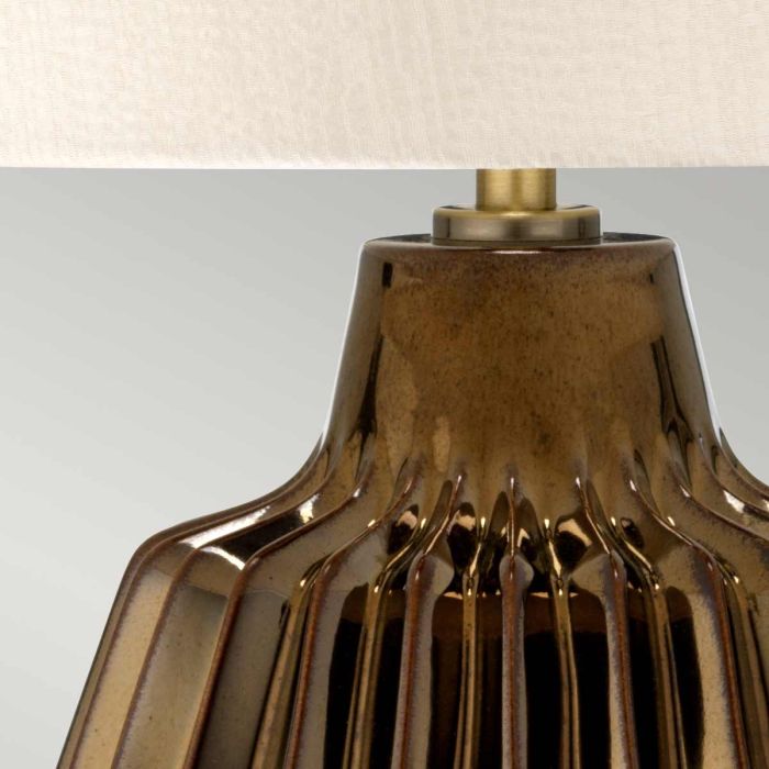 Elstead Lighting Newham 1 Light Small Table Lamp - Bronze Ceramic / Pearl Shade