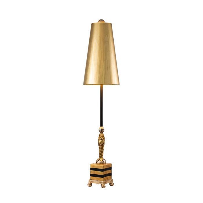 elstead lighting Noma Luxe 1 Light Table Lamp - Gold Black and Silver Leaf with Glazed Gold Leaf Shade