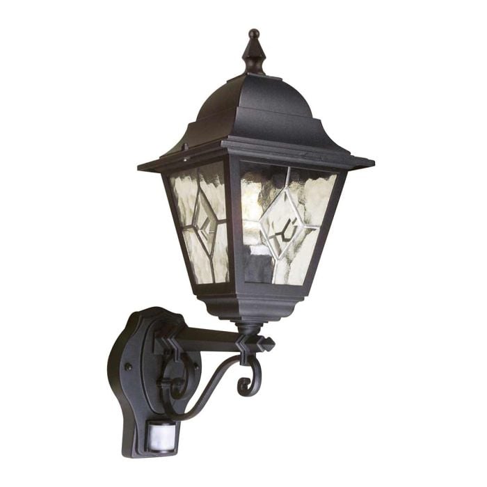 elstead lighting Norfolk 1 Light Up Wall Lantern with PIR - Black