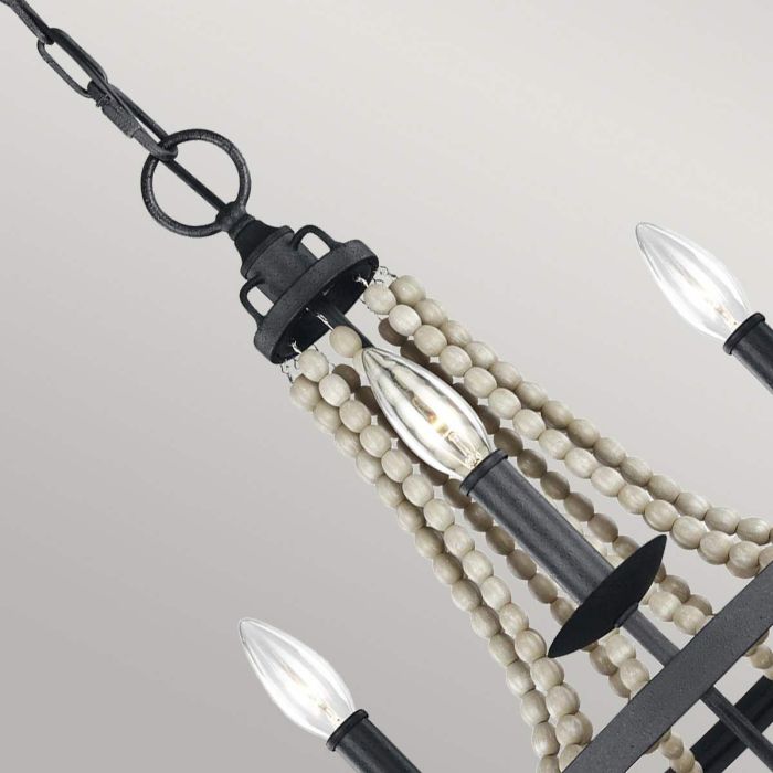 Elstead Lighting Nori 3 Light Chandelier - Dark Weathered Zinc With Driftwood Grey