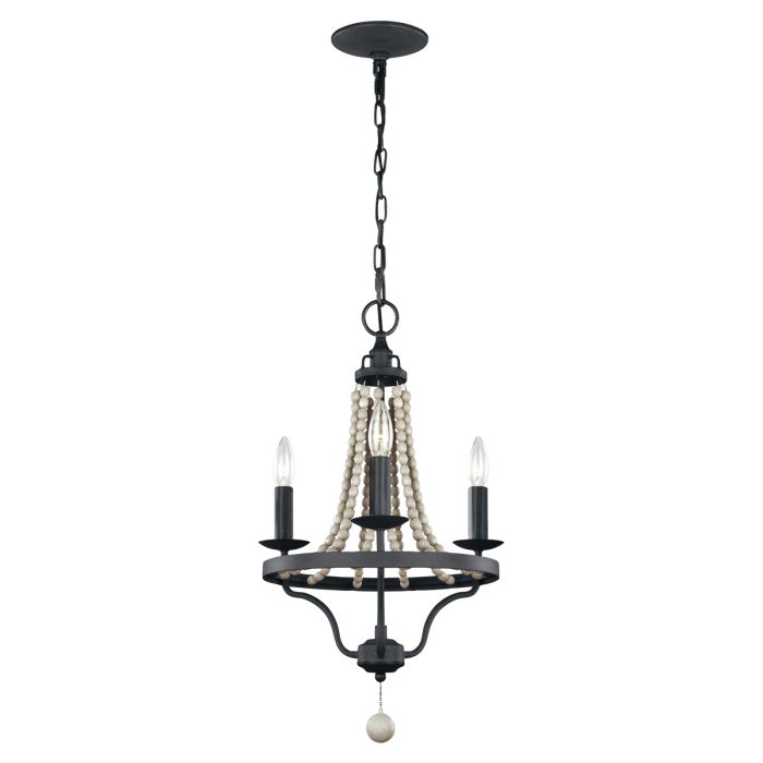 elstead lighting Nori 3 Light Chandelier - Dark Weathered Zinc with Driftwood Grey