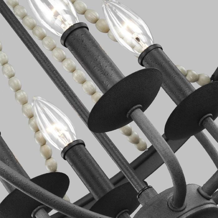 Elstead Lighting Nori 4 Light Chandelier - Dark Weathered Zinc With Driftwood Grey