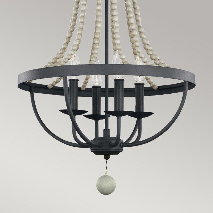 Elstead Lighting Nori 4 Light Chandelier - Dark Weathered Zinc With Driftwood Grey