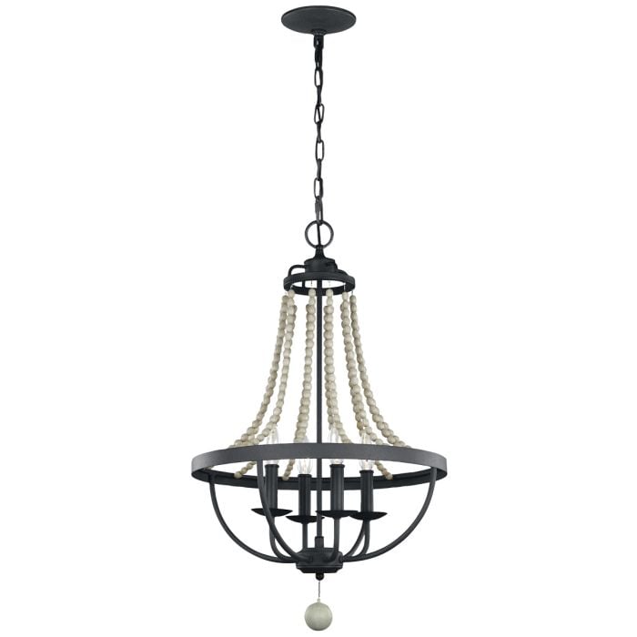 elstead lighting Nori 4 Light Chandelier - Dark Weathered Zinc with Driftwood Grey