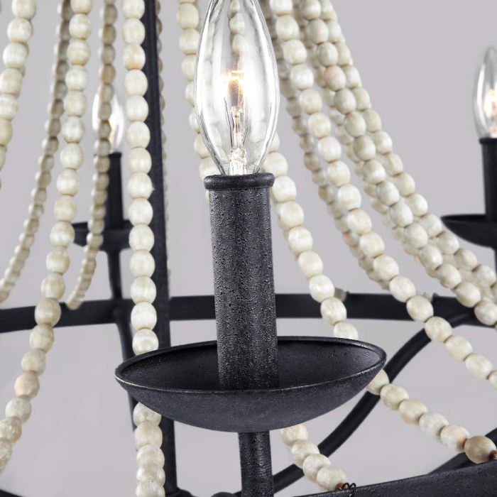 Elstead Lighting Nori 6 Light Chandelier - Dark Weathered Zinc With Driftwood Grey