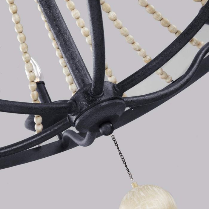 Elstead Lighting Nori 6 Light Chandelier - Dark Weathered Zinc With Driftwood Grey