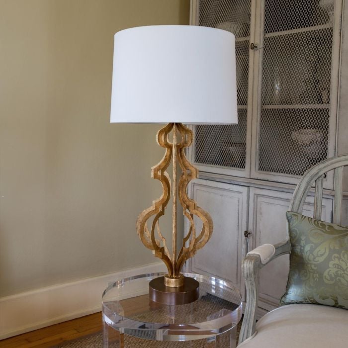 Elstead Lighting Octavia 1 Light Table Lamp - Distressed Gold With Cream Shade