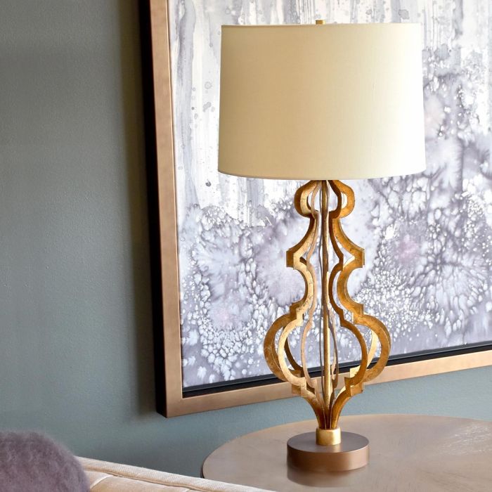 Elstead Lighting Octavia 1 Light Table Lamp - Distressed Gold With Cream Shade