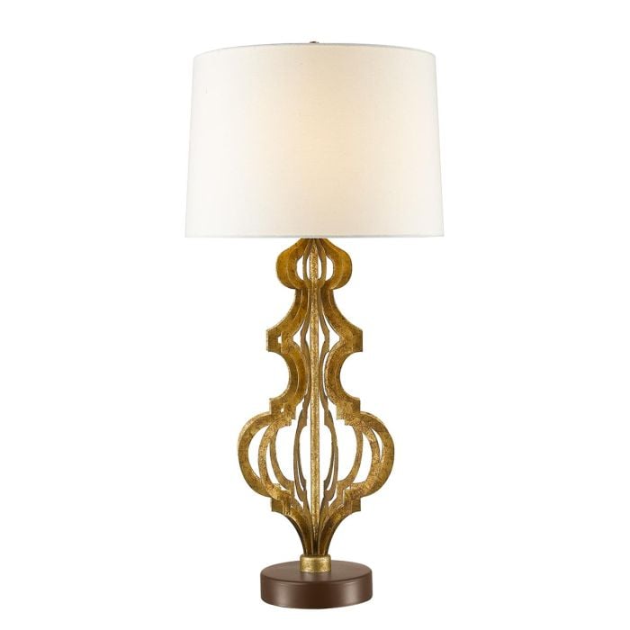 elstead lighting Octavia 1 Light Table Lamp - Distressed Gold with Cream Shade
