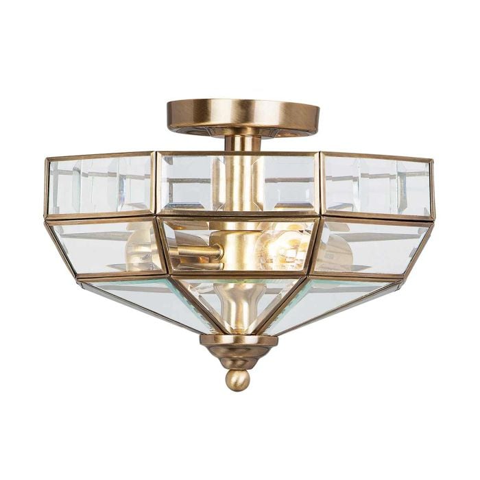 elstead lighting Old Park 2 Light Semi-Flush - Antique Brass