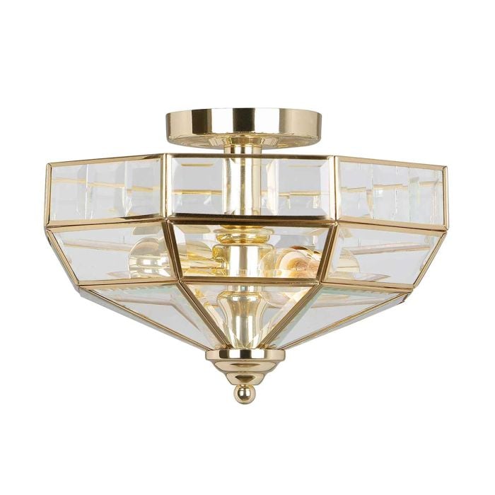elstead lighting Old Park 2 Light Semi-Flush - Polished Brass