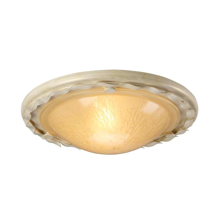 elstead lighting Olivia 1 Light Flush - Ivory/Gold Patina