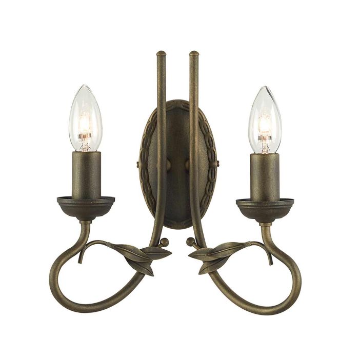 elstead lighting Olivia 2 Light Wall Light - Black/Gold Patina