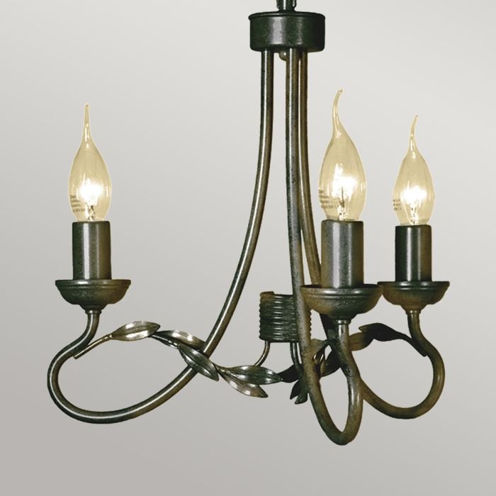 Elstead Lighting Olivia 3 Light Chandelier - Black/Gold Patina