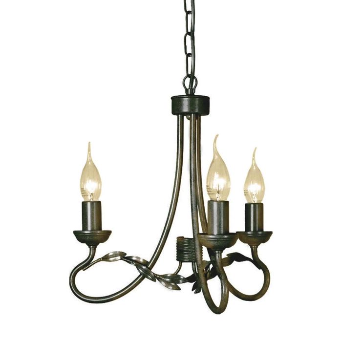 elstead lighting Olivia 3 Light Chandelier - Black/Gold Patina