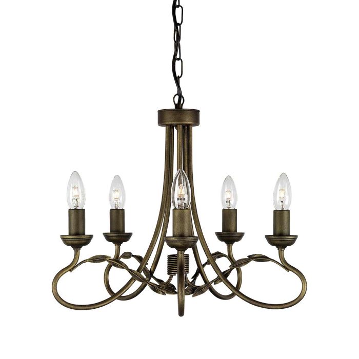 elstead lighting Olivia 5 Light Chandelier - Black/Gold Patina