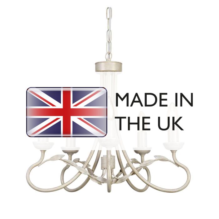 Elstead Lighting Olivia 5 Light Chandelier - Ivory/Gold Patina