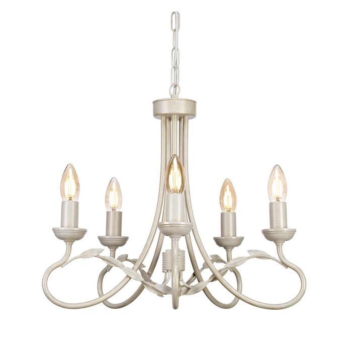 elstead lighting Olivia 5 Light Chandelier - Ivory/Gold Patina