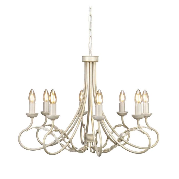 elstead lighting Olivia 8 Light Chandelier - Ivory/Gold Patina