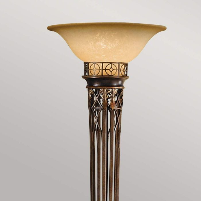 Elstead Lighting Opera 1 Light Torchiere - Firenze Gold With Amber Shade