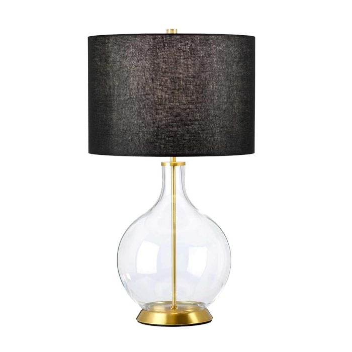 elstead lighting Orb 1 Light Table Lamp (Complete with Black Shade) - Aged Brass with Black Shade