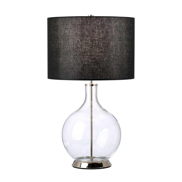 elstead lighting Orb 1 Light Table Lamp (Complete with Black Shade) - Polished Nickel with Black Shade