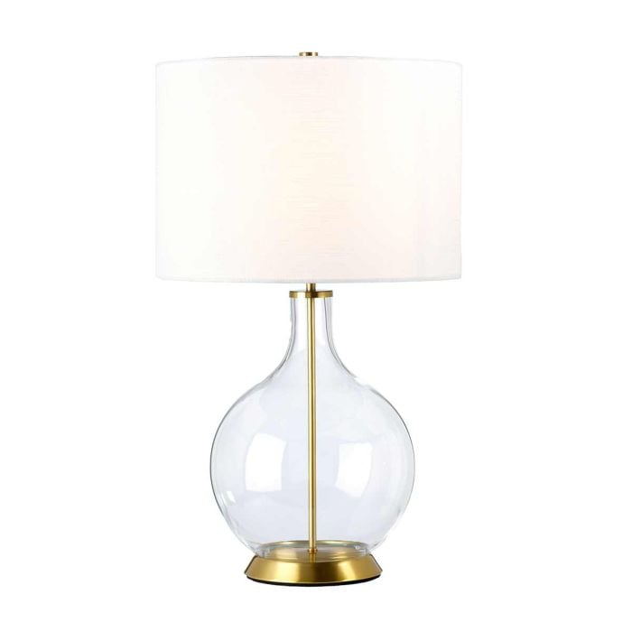 elstead lighting Orb 1 Light Table Lamp (Complete with White Shade) - Aged Brass with White Shade