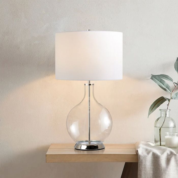 Elstead Lighting Orb 1 Light Table Lamp (Complete With White Shade) - Polished Nickel With White Shade