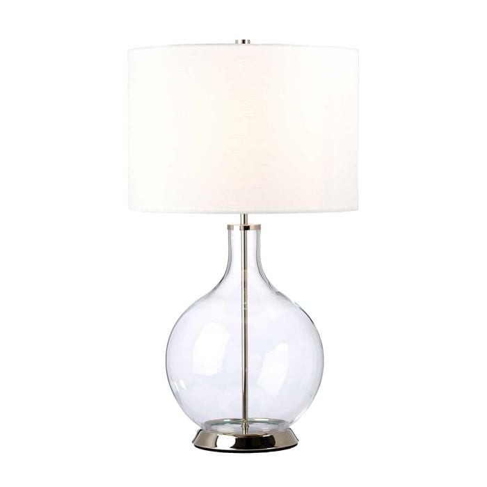 elstead lighting Orb 1 Light Table Lamp (Complete with White Shade) - Polished Nickel with White Shade