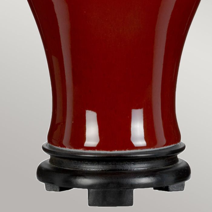 Elstead Lighting Oxblood Temple Jar 1 Light Table Lamp With Tall Empire Shade - Oxblood With Off-White With Ivory And Gold Trim Shade
