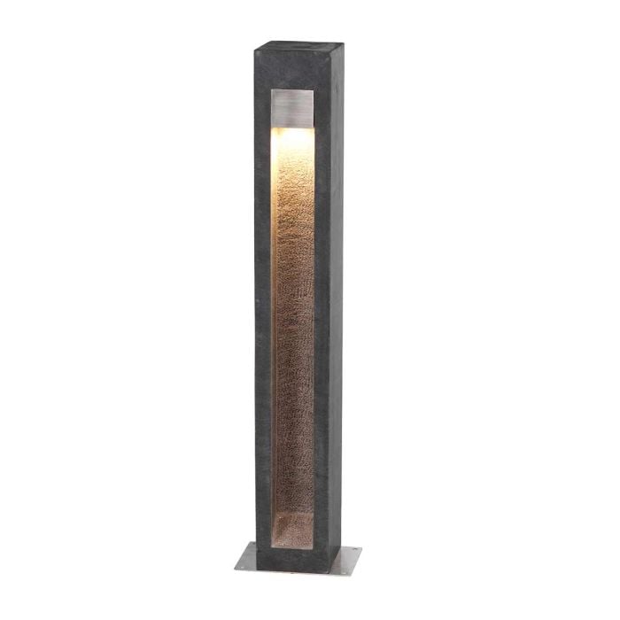 elstead lighting Parkstone Large LED Bollard - Basalt Stone with Stainless Steel