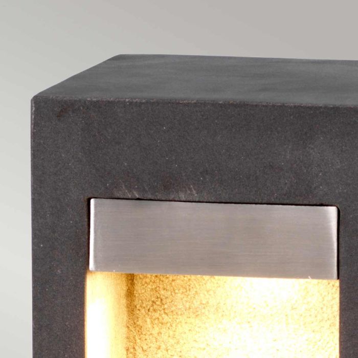 Elstead Lighting Parkstone Medium LED Bollard - Basalt Stone With Stainless Steel