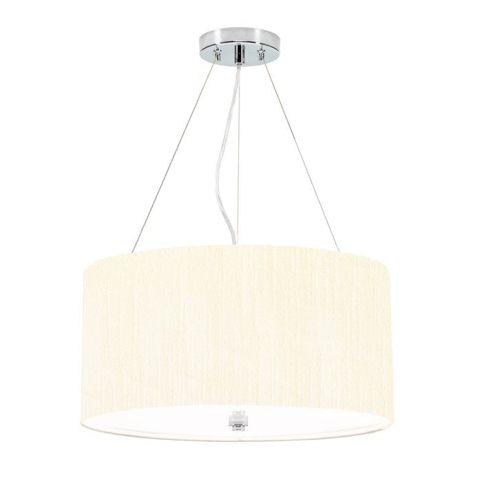 elstead lighting Pearce 18" Pendant with Polished Chrome Ceiling Pan - Polished Chrome with Ivory Shade