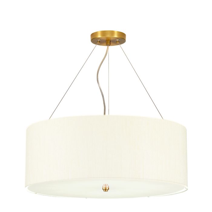 elstead lighting Pearce 22" Pendant with Aged Brass Ceiling Pan - Aged Brass with Ivory Shade