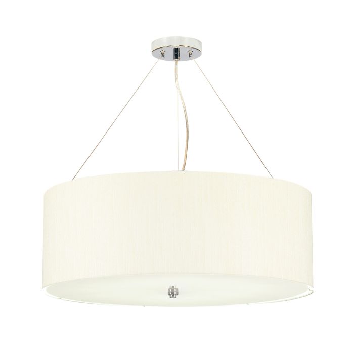 elstead lighting Pearce 22" Pendant with Polished Chrome Ceiling Pan - Polished Chrome with Ivory Shade
