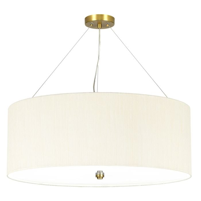 elstead lighting Pearce 26" Pendant with Aged Brass Ceiling Pan - Aged Brass with Ivory Shade