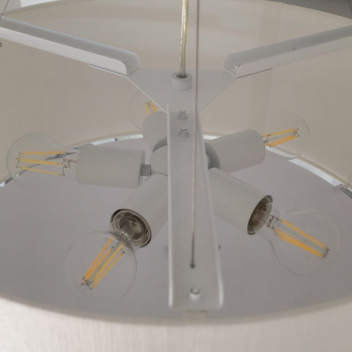Elstead Lighting Pearce 26" Pendant With Polished Chrome Ceiling Pan - Polished Chrome With Ivory Shade