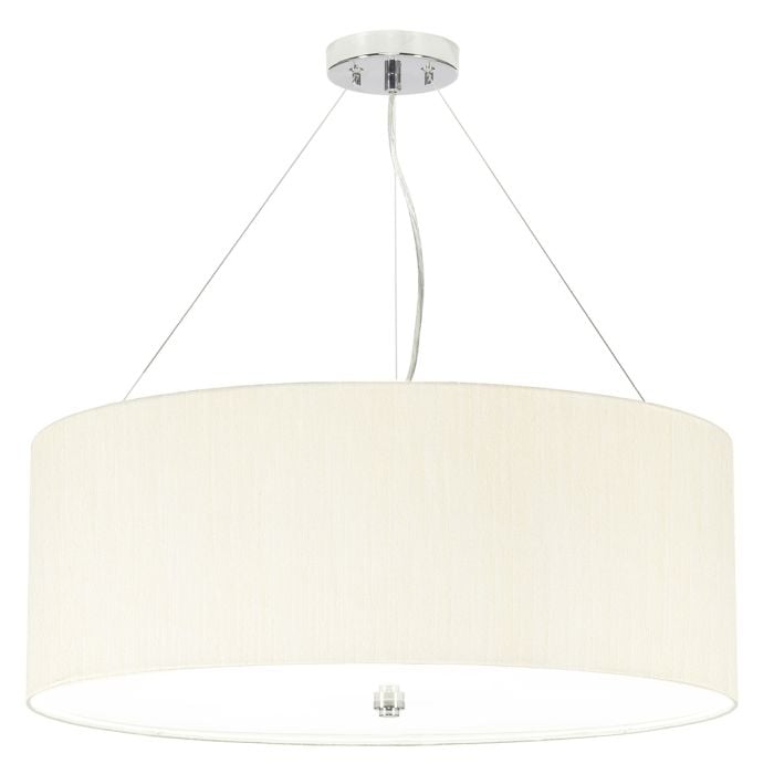 elstead lighting Pearce 26" Pendant with Polished Chrome Ceiling Pan - Polished Chrome with Ivory Shade